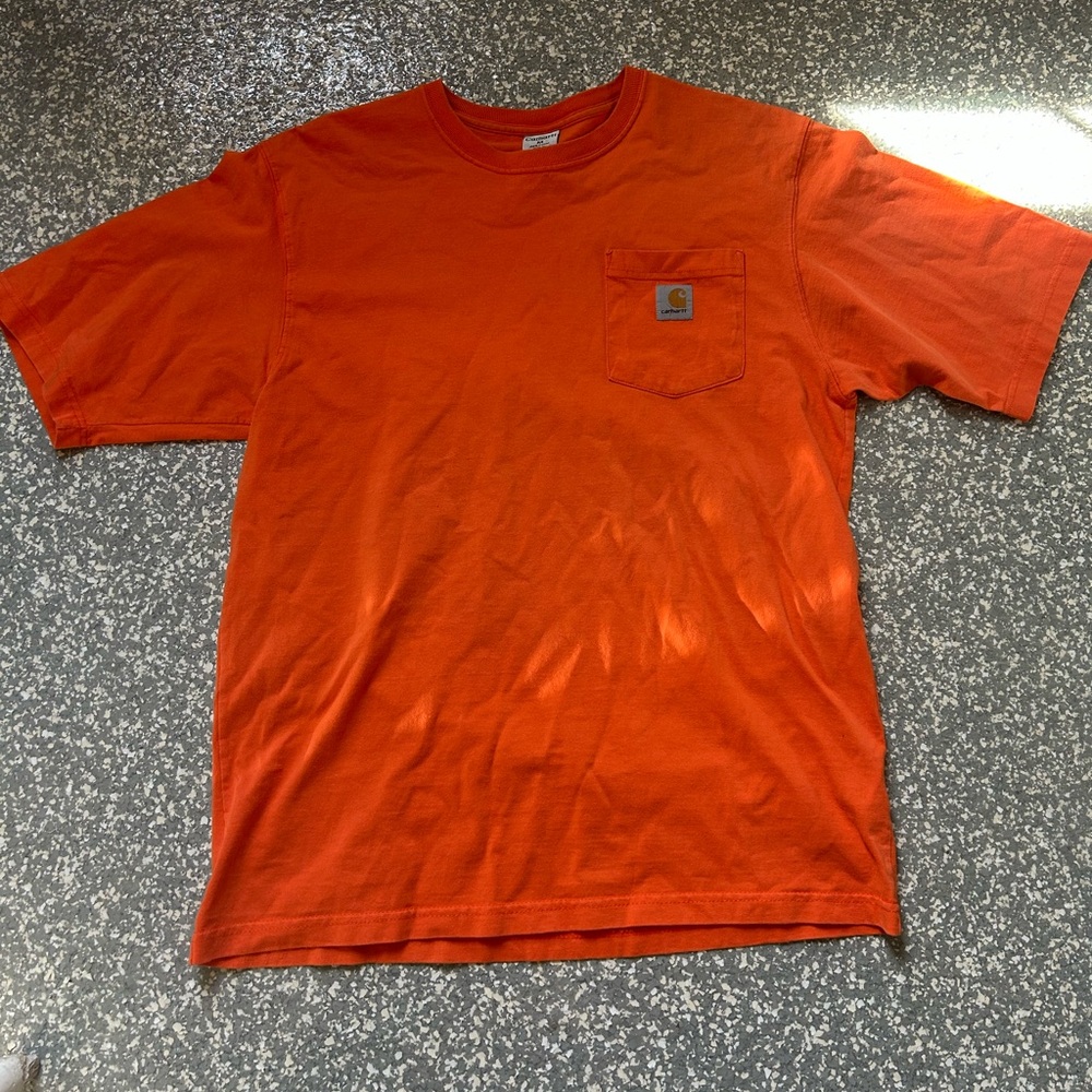 Vintage Carhartt Men's Orange Pocket T-Shirt